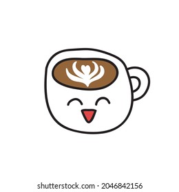 cappuccino emoji doodle icon, vector illustration