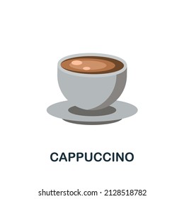 Cappuccino flat icon. Colored element sign from drinks collection. Flat Cappuccino icon sign for web design, infographics and more.