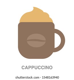 Cappuccino flat icon on white transparent background. You can be used cappuccino icon for several purposes.