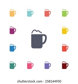 cappuccino flat icons set. Open colorful buttons 