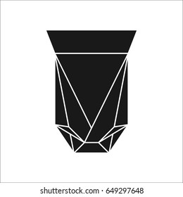 Cappuccino glass cup symbol polygon silhouette icon on background