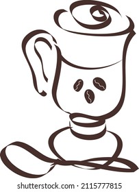 cappuccino glass icon with spoon, icon for web design