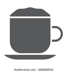 Cappuccino glyph icon, coffee and cafe, cup sign vector graphics, a solid pattern on a white background, eps 10.