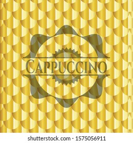 Cappuccino golden emblem or badge. Scales pattern. Vector Illustration. Detailed.
