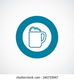 cappuccino icon bold blue circle border, white background  