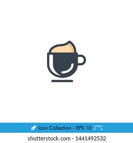 Cappuccino Icon / Vector - In Color Design