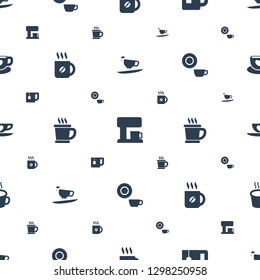 cappuccino icons pattern seamless white background. Included editable filled coffee cup, coffee machine, tea cup, coffee, dish, cup with heart icons. cappuccino icons for web and mobile.
