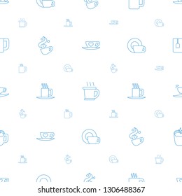 cappuccino icons pattern seamless white background. Included editable line cup with heart, coffee, cup, dish, coffee cup, tea icons. cappuccino icons for web and mobile.