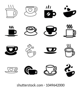 Cappuccino icons. set of 16 editable filled and outline cappuccino icons such as coffee cup, cup with heart, cup, coffee