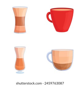 Cappuccino icons set cartoon vector. Various type of coffee drink. Coffee brewing