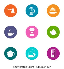 Cappuccino icons set. Flat set of 9 cappuccino vector icons for web isolated on white background