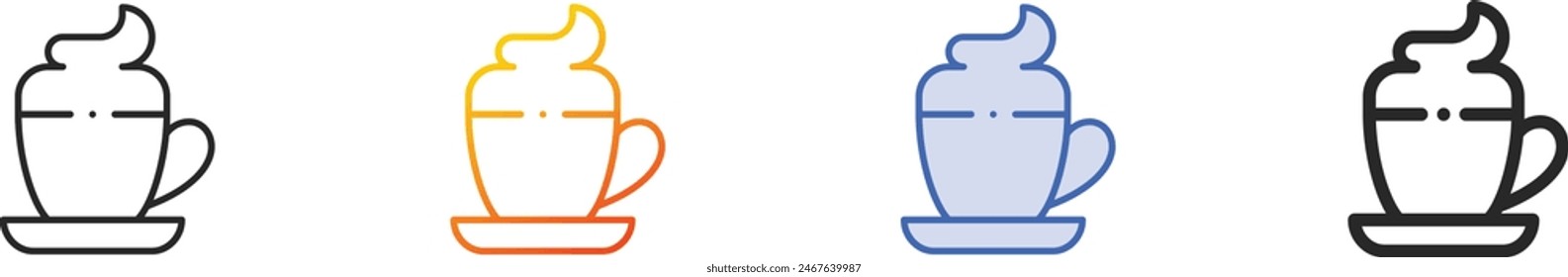 cappuccino icon.Thin Linear, Gradient, Blue Stroke and bold Style Design Isolated On White Background