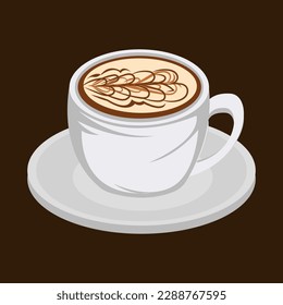 cappuccino illustration, espresso based coffee drink traditionally prepared with steamed milk foam