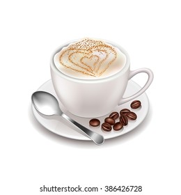 Cappuccino isolated on white photo-realistic vector illustration