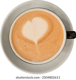 Cappuccino. Latte art. Vector graphic file. isolated. Transparent