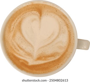Cappuccino. Latte art. Vector graphic file. isolated. Transparent