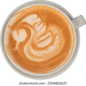 Cappuccino. Latte art. Vector graphic file. isolated. Transparent