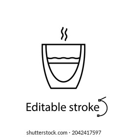 Cappuccino and latte coffee cup outline icon. Editable stroke. Isolated vector stock illustration