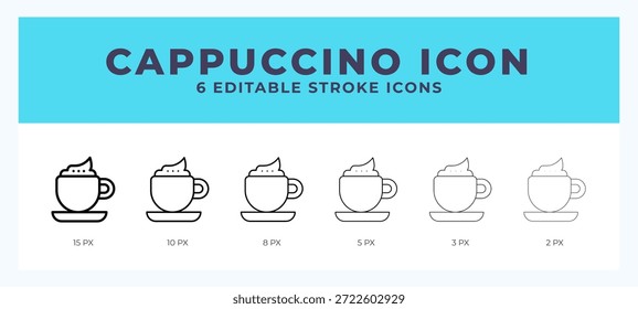 Icono de línea de capuchino con diferente trazo. Ilustración vectorial.