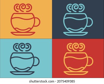 Cappuccino Mug Logo Template, Simple Flat Icon of cappuccino,cup,mug