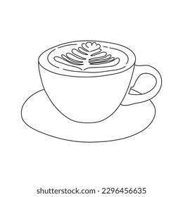 Cappuccino outline drawing. Vector illustration.