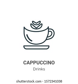 Cappuccino outline vector icon. Thin line black cappuccino icon, flat vector simple element illustration from editable drinks concept isolated on white background