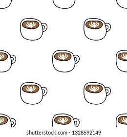 cappuccino seamless doodle pattern