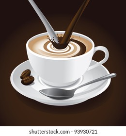 Cappuccino Splash EPS 8 vector, grouped for easy editing. No open shapes or paths.