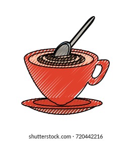 cappuccino and spoon   vector illustration