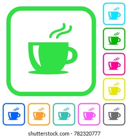 Cappuccino vivid colored flat icons in curved borders on white background