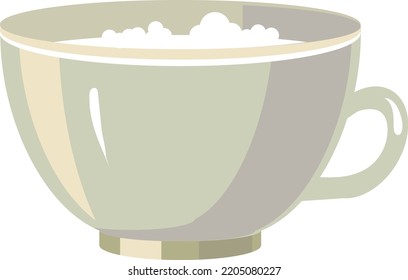 Cappuchino en taza de cerámica. Icono de taza de bebida caliente de dibujos animados