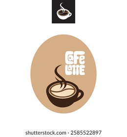 Cappucino icon template, Strong coffee in espresso cup and smoke. Cafe symbol vector illustration