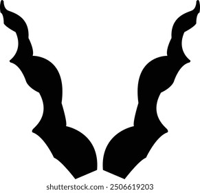 Capra falconeri, (markhor) horns silhouette	
