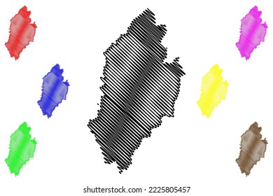Capraia island (Italian Republic, Italy, Tuscan Archipelago) map vector illustration, scribble sketch Isola di Capraia map