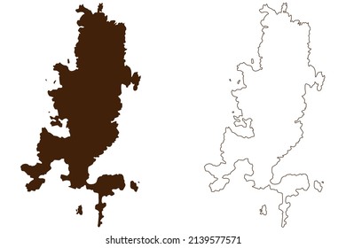 Caprera island (Sardinia, Italian Republic, Italy, Maddalena archipelago) map vector illustration, scribble sketch Caprera map