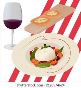 Caprese dish isolated vector illustration for design 