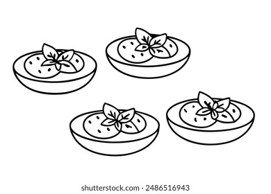 Diseño de arte de línea de ensalada Caprese dibujo a mano refinado