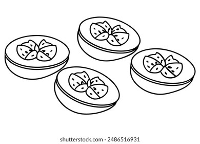 Ensalada Caprese arte de línea de diseño sofisticado dibujo a mano