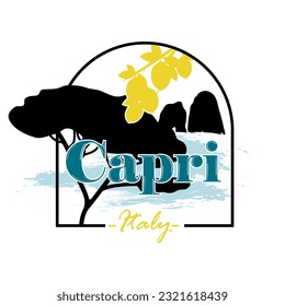 Capri Island Italy Logo Concept for Poster, Sticker, Banner, Card, Design for Garment or Textile. 