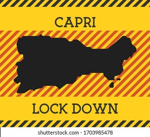 Capri island lockdown sign with pandemic danger icon. Vector illustration.