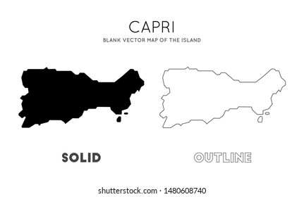 Capri map. Blank vector map of the island. Borders of Capri for your infographic. Vector illustration.