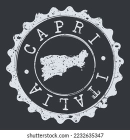 Capri, Metropolitan City of Naples, Italy Stamp Travel Passport. Design Retro Symbol Country. Old Vintage Postmark.