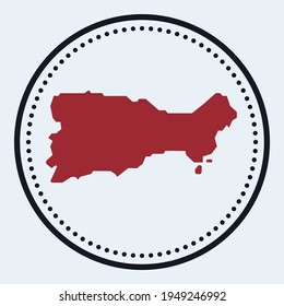 Capri round stamp. Round logo with island map and title. Stylish minimal Capri badge with map. Vector illustration.