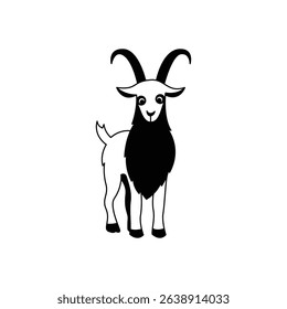 Capricorn Animal Symbol, Powerful Horned Goat Vector Art.