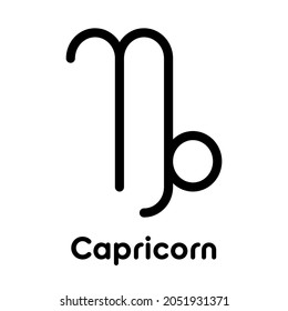Capricorn - astrological sign. One of twelve zodiac symbols. Simple solid line vector icon.