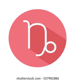 Capricorn. Classic Astrological Zodiac Sign. Vector icon in Flat Style with Long Shadow. Design element for applications, web and other business