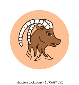 Capricorn color line icon. Zodiac sign. Astrology and horoscope. Predictions and human character. Element earth. Ruler Saturn. UI UX GUI design element. Editable stroke.