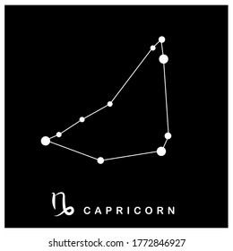 Capricorn-Konstellation auf schwarzem Hintergrund.