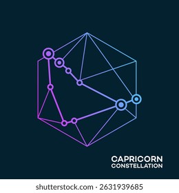 Logotipo da tecnologia da constelação de Capricórnio: projeto do vetor da rede do hexágono