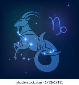 Capricorn - a constellation of the zodiac in the night starry sky